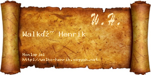 Walkó Henrik névjegykártya
